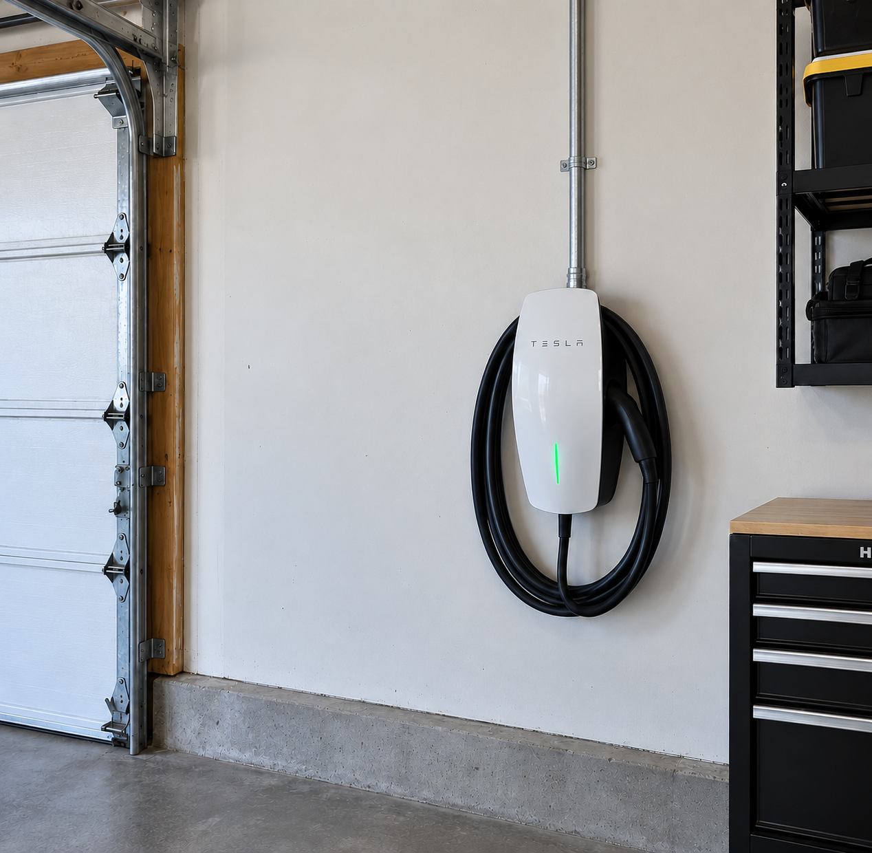 Electrical area after an EV charger installation.