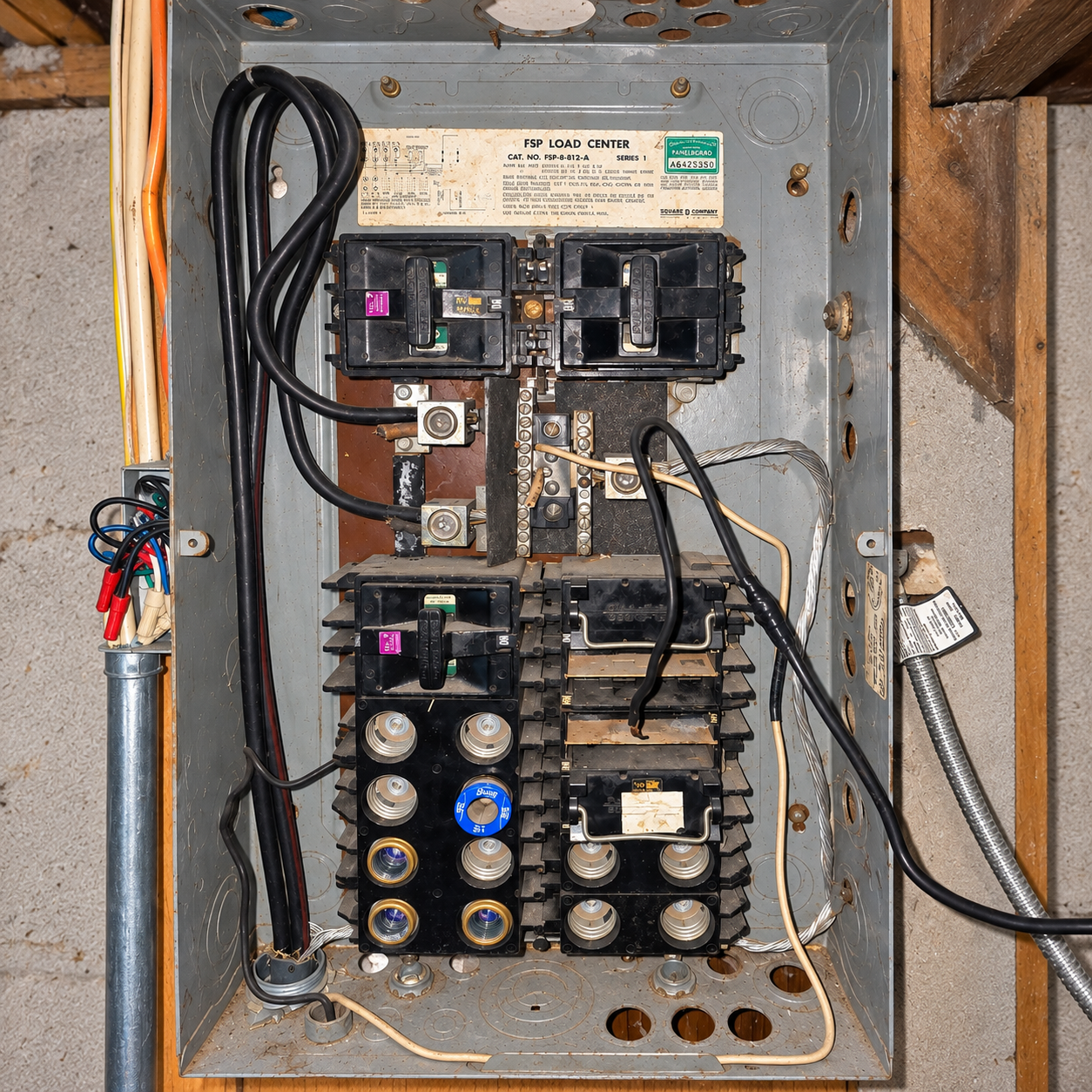 Electrical panel before an upgrade.