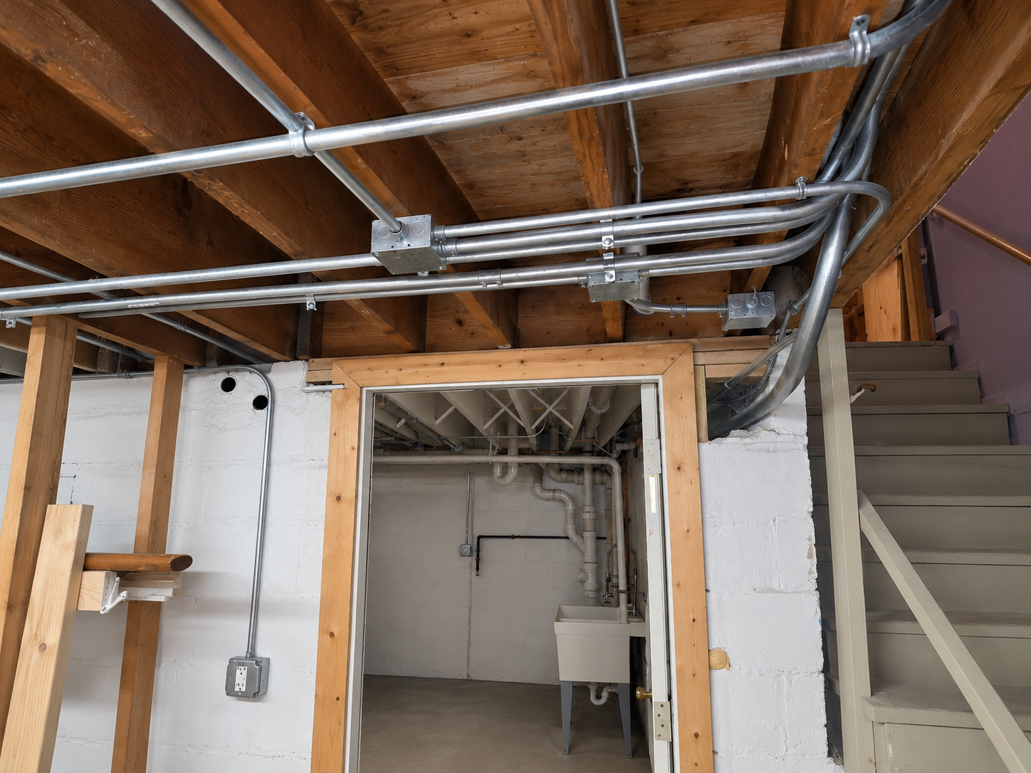Residential space after electrical remodeling work.